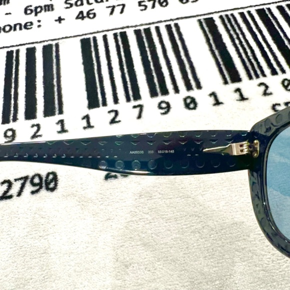 Azzedine Alaia Paris Rectangular Dark Navy Blue Sunglasses.